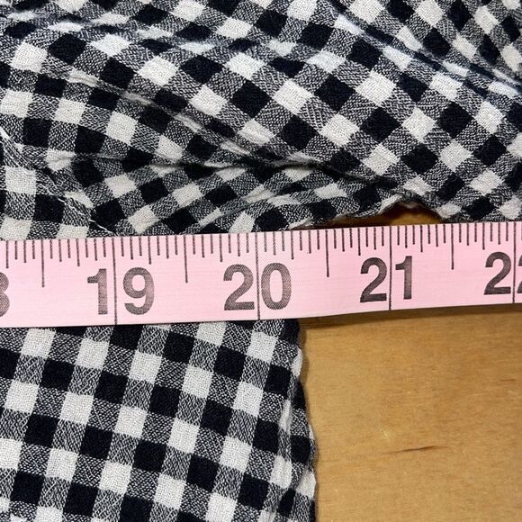 J. Jill Womens Gingham Collared Long Sleeve Button Up Shirt Black White Medium - Picture 8 of 9